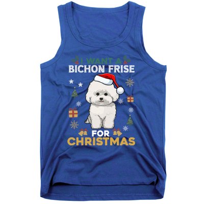 I Want A Bichon Frise For Christmas Cute Dog Lover Pajamas Gift Tank Top