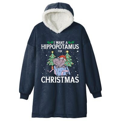 I Want A Hippopotamus For Christmas Xmas Hippo Gift Hooded Wearable Blanket