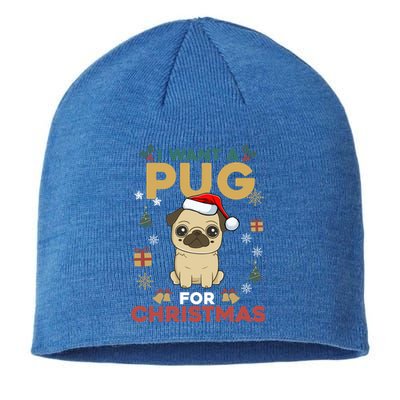 I Want A Pug For Christmas Cute Dog Lover Christmas Pajama Cute Gift Sustainable Beanie