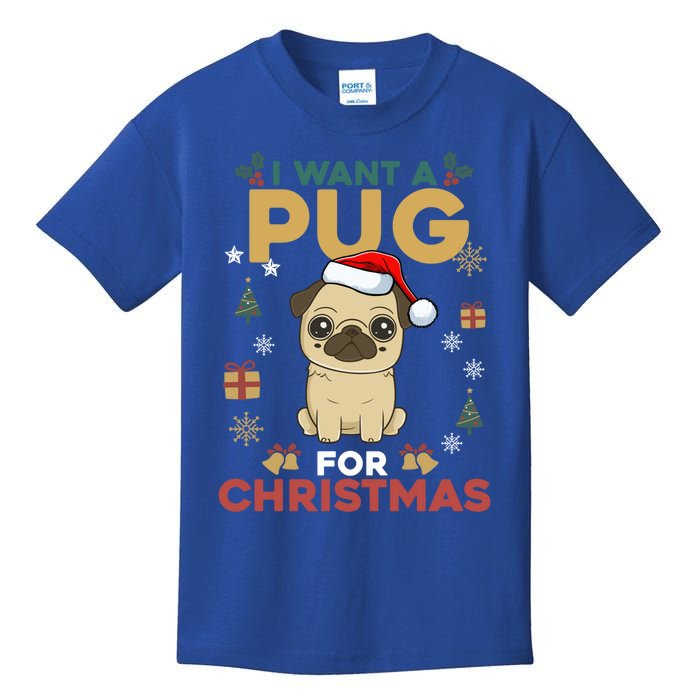 I Want A Pug For Christmas Cute Dog Lover Christmas Pajama Cute Gift Kids T-Shirt