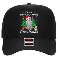 I Want A Hippopotamus For Christmas Cute Gift High Crown Mesh Back Trucker Hat