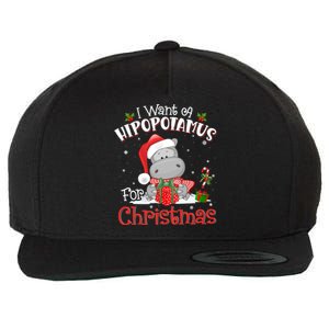 I Want A Hippopotamus For Christmas Xmas Pajama Hippo Lover Gift Wool Snapback Cap