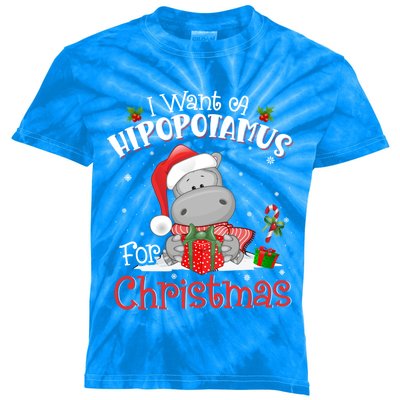 I Want A Hippopotamus For Christmas Xmas Pajama Hippo Lover Gift Kids Tie-Dye T-Shirt