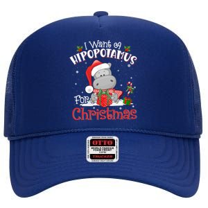 I Want A Hippopotamus For Christmas Xmas Pajama Hippo Lover Gift High Crown Mesh Back Trucker Hat