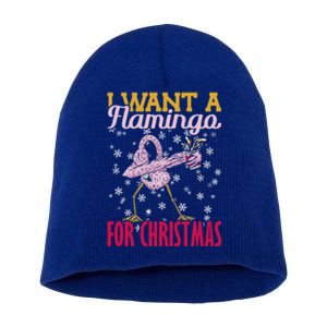 I Want A Flamingo For Christmas Christmas Light Gift Short Acrylic Beanie