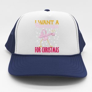 I Want A Flamingo For Christmas Christmas Light Gift Trucker Hat