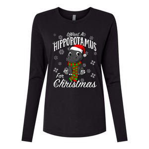 I Want A Hippopotamus For Christmas Cute Gift Xmas Hippo Cute Gift Womens Cotton Relaxed Long Sleeve T-Shirt