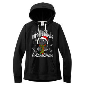 I Want A Hippopotamus For Christmas Cute Gift Xmas Hippo Cute Gift Women's Fleece Hoodie