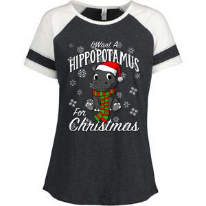 I Want A Hippopotamus For Christmas Cute Gift Xmas Hippo Cute Gift Enza Ladies Jersey Colorblock Tee