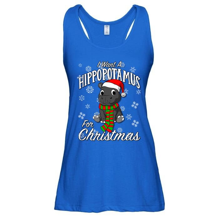 I Want A Hippopotamus For Christmas Cute Gift Xmas Hippo Cute Gift Ladies Essential Flowy Tank