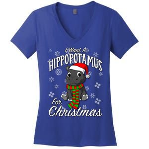 I Want A Hippopotamus For Christmas Cute Gift Xmas Hippo Cute Gift Women's V-Neck T-Shirt