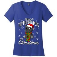 I Want A Hippopotamus For Christmas Cute Gift Xmas Hippo Cute Gift Women's V-Neck T-Shirt