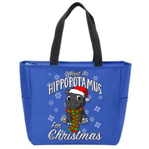 I Want A Hippopotamus For Christmas Cute Gift Xmas Hippo Cute Gift Zip Tote Bag