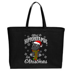 I Want A Hippopotamus For Christmas Cute Gift Xmas Hippo Cute Gift Cotton Canvas Jumbo Tote