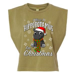 I Want A Hippopotamus For Christmas Cute Gift Xmas Hippo Cute Gift Garment-Dyed Women's Muscle Tee