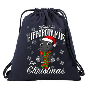 I Want A Hippopotamus For Christmas Cute Gift Xmas Hippo Cute Gift Drawstring Bag