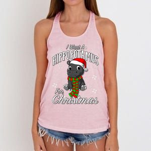 I Want A Hippopotamus For Christmas Cute Gift Xmas Hippo Cute Gift Women's Knotted Racerback Tank