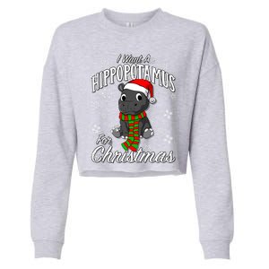 I Want A Hippopotamus For Christmas Cute Gift Xmas Hippo Cute Gift Cropped Pullover Crew