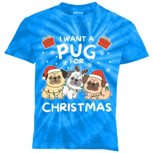 I Want A Pug For Christmas Cute Dogs Gift Kids Tie-Dye T-Shirt