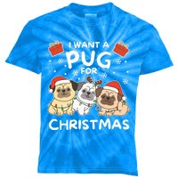 I Want A Pug For Christmas Cute Dogs Gift Kids Tie-Dye T-Shirt