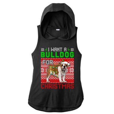 I Want A Bulldog For Christmas Santa Dog Lover Owner Cool Gift Ladies PosiCharge Tri-Blend Wicking Draft Hoodie Tank