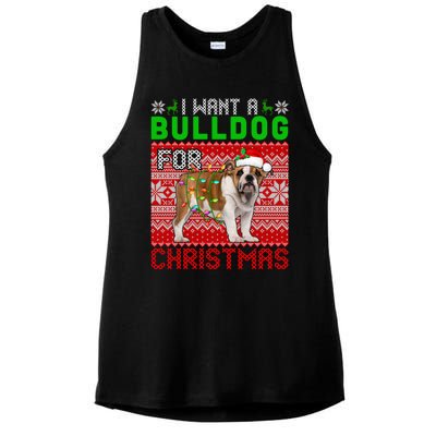 I Want A Bulldog For Christmas Santa Dog Lover Owner Cool Gift Ladies PosiCharge Tri-Blend Wicking Tank