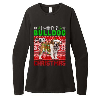 I Want A Bulldog For Christmas Santa Dog Lover Owner Cool Gift Womens CVC Long Sleeve Shirt