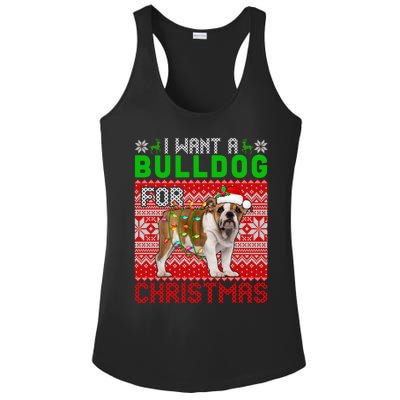 I Want A Bulldog For Christmas Santa Dog Lover Owner Cool Gift Ladies PosiCharge Competitor Racerback Tank