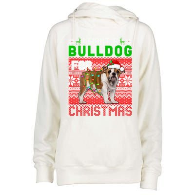 I Want A Bulldog For Christmas Santa Dog Lover Owner Cool Gift Womens Funnel Neck Pullover Hood