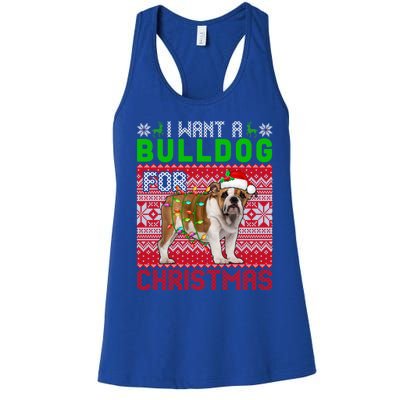 I Want A Bulldog For Christmas Santa Dog Lover Owner Cool Gift Women's Racerback Tank