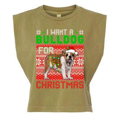 I Want A Bulldog For Christmas Santa Dog Lover Owner Cool Gift Garment-Dyed Women's Muscle Tee