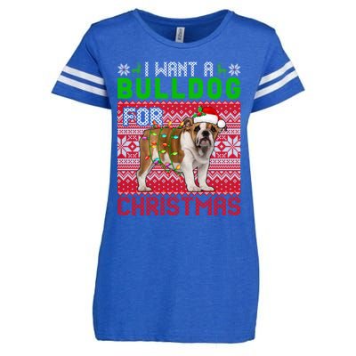 I Want A Bulldog For Christmas Santa Dog Lover Owner Cool Gift Enza Ladies Jersey Football T-Shirt