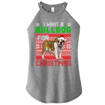 I Want A Bulldog For Christmas Santa Dog Lover Owner Cool Gift Women's Perfect Tri Rocker Tank