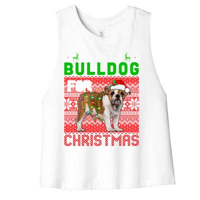 I Want A Bulldog For Christmas Santa Dog Lover Owner Cool Gift Women's Racerback Cropped Tank