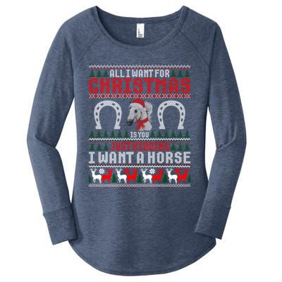 I Want A Horse Christmas Horse Lover Xmas Funny Present Great Gift Women's Perfect Tri Tunic Long Sleeve Shirt