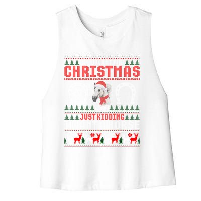 I Want A Horse Christmas Horse Lover Xmas Funny Present Great Gift Women's Racerback Cropped Tank