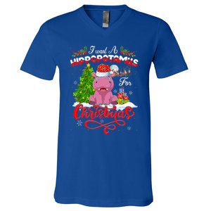 I Want A Hippopotamus For Christmas Xmas Hippo Gift V-Neck T-Shirt