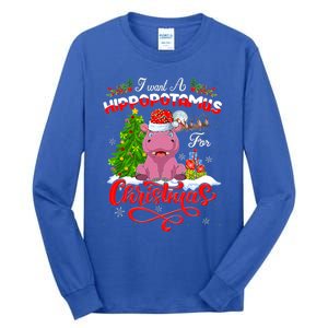 I Want A Hippopotamus For Christmas Xmas Hippo Gift Tall Long Sleeve T-Shirt