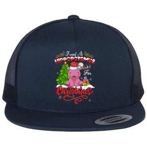 I Want A Hippopotamus For Christmas Xmas Hippo Gift Flat Bill Trucker Hat