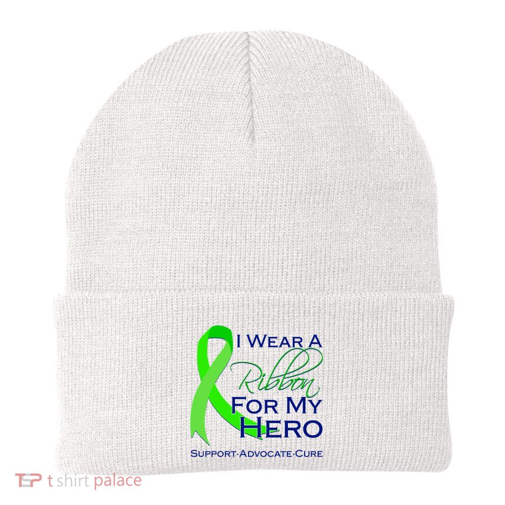 I Wear A Green Ribbon For My Hero Support Advocate Cure Beanie