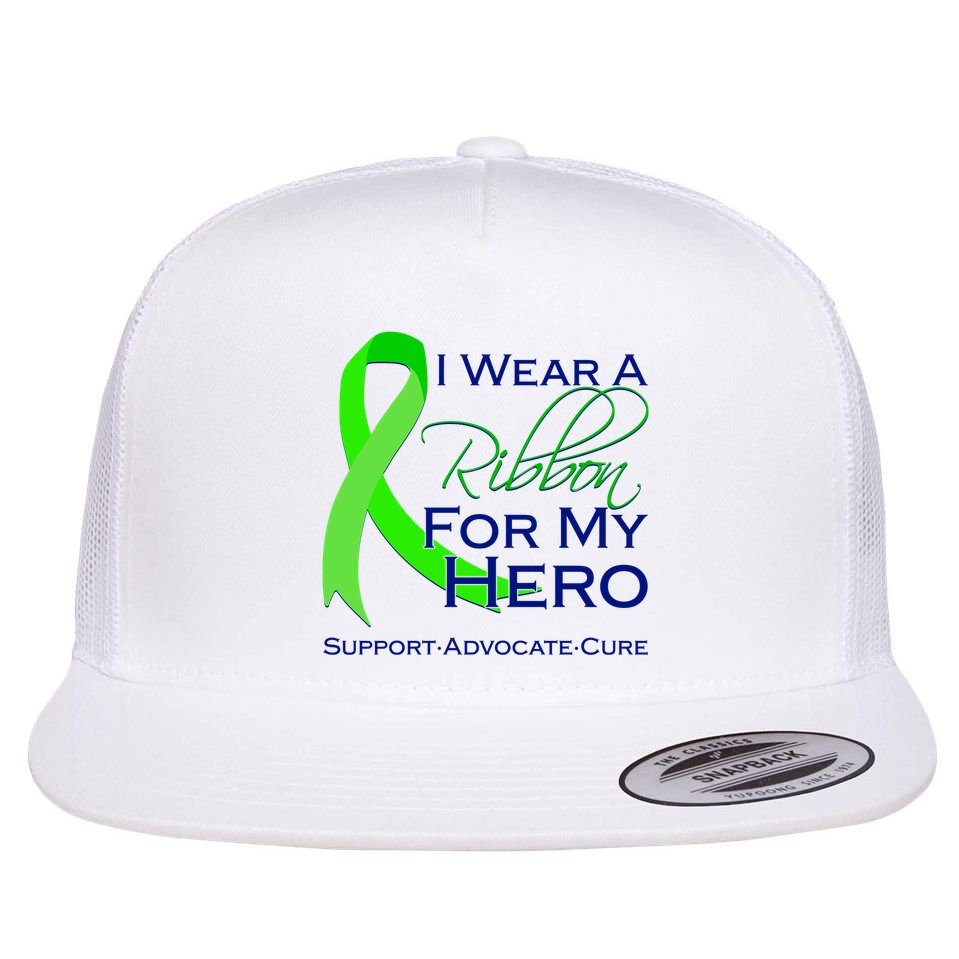 I Wear A Green Ribbon For My Hero Support Advocate Cure Flat Bill Trucker Hat