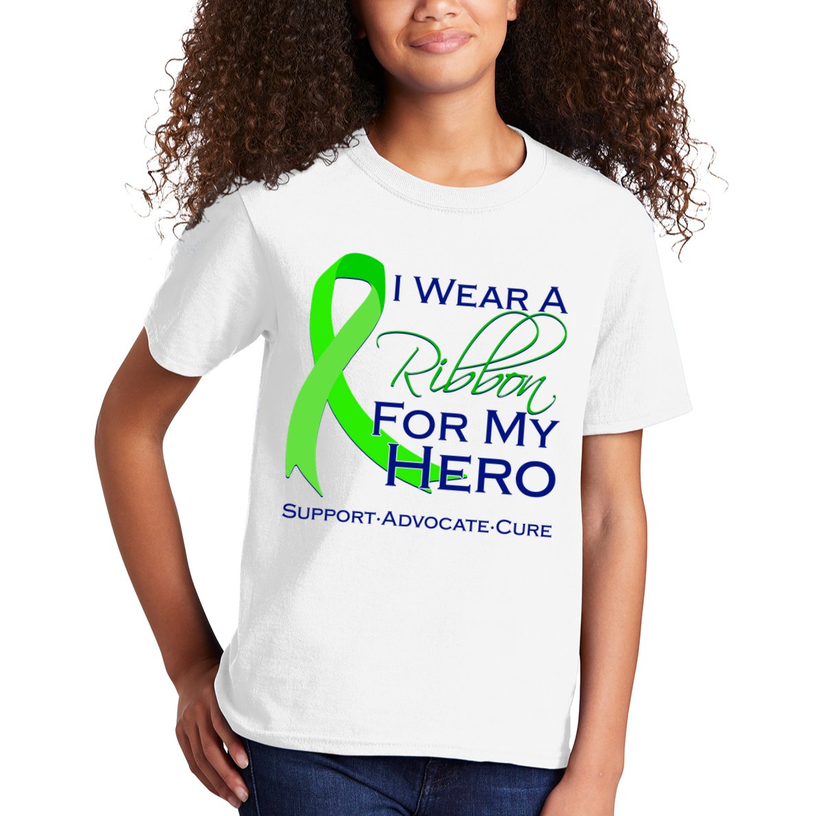 I Wear A Green Ribbon For My Hero Support Advocate Cure Kids T-Shirt