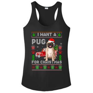 I Want A Pug For Christmas Ugly Sweater Dog Xmas Outfit Gift Ladies PosiCharge Competitor Racerback Tank