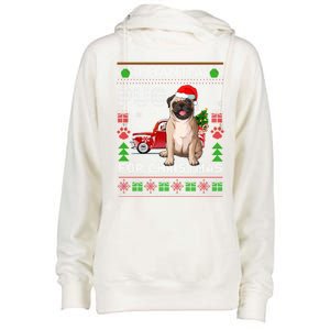 I Want A Pug For Christmas Ugly Sweater Dog Xmas Outfit Gift Womens Funnel Neck Pullover Hood