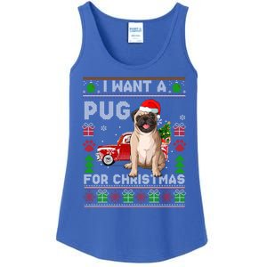 I Want A Pug For Christmas Ugly Sweater Dog Xmas Outfit Gift Ladies Essential Tank