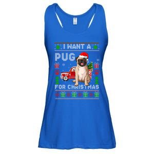 I Want A Pug For Christmas Ugly Sweater Dog Xmas Outfit Gift Ladies Essential Flowy Tank