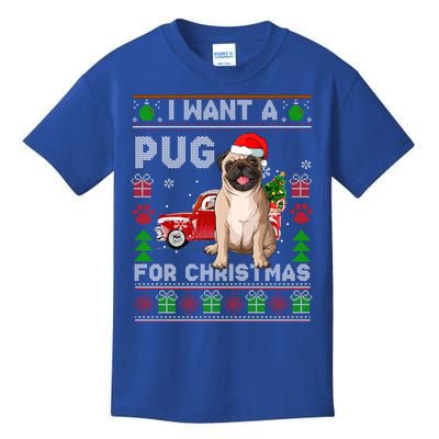 I Want A Pug For Christmas Ugly Sweater Dog Xmas Outfit Gift Kids T-Shirt