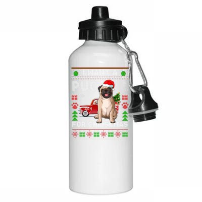 I Want A Pug For Christmas Ugly Sweater Dog Xmas Outfit Gift Aluminum Water Bottle 