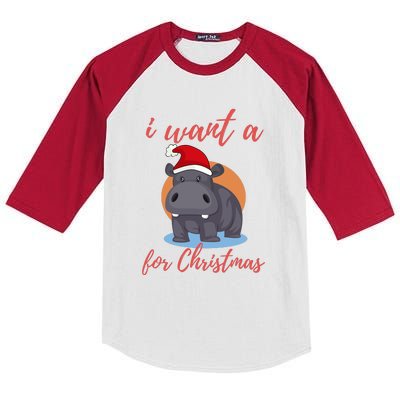 I Want A Hippopotamus For Christmas Kids Colorblock Raglan Jersey