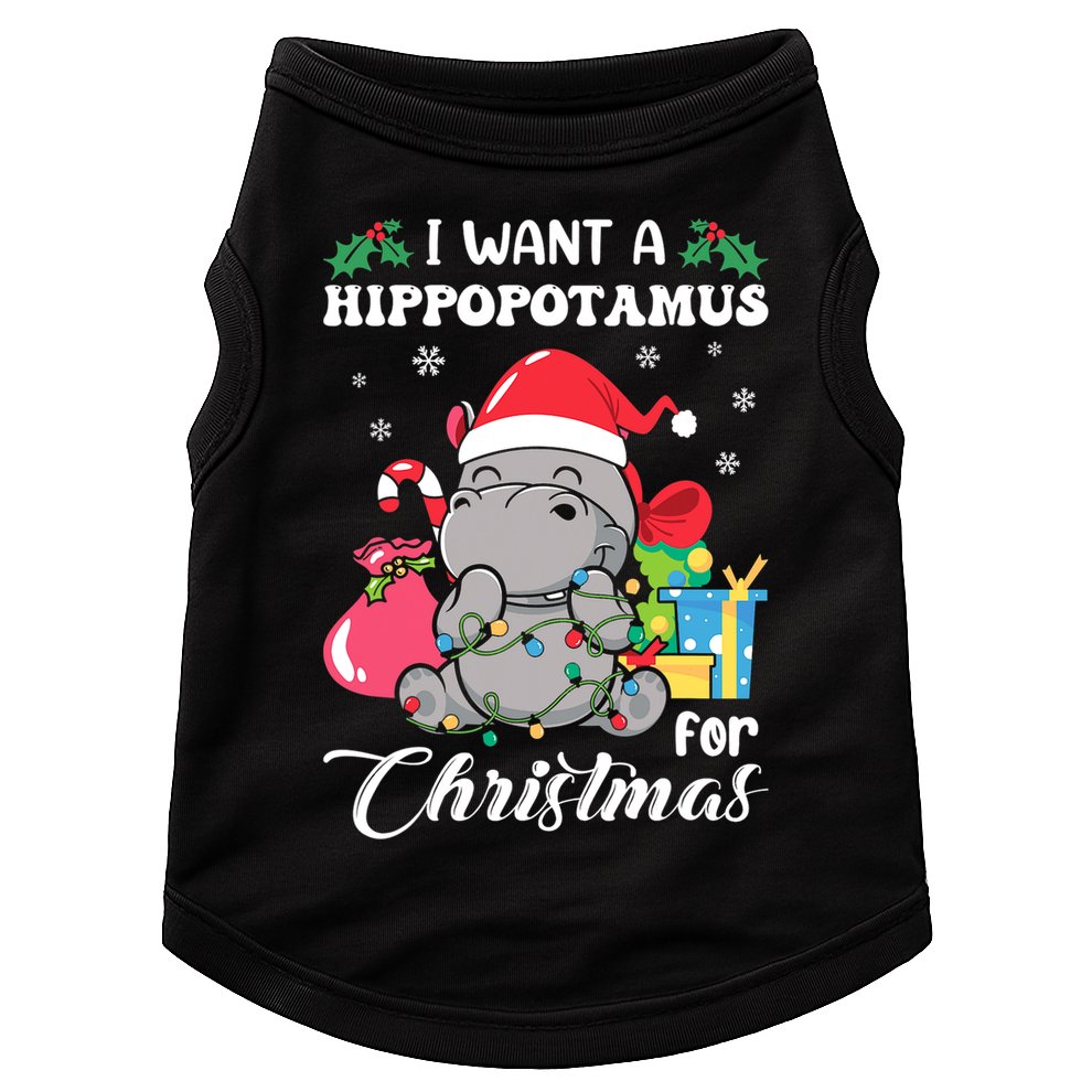 I Want A Hippopotamus For Christmas Hippo Christmas Pajamas Doggie Tank